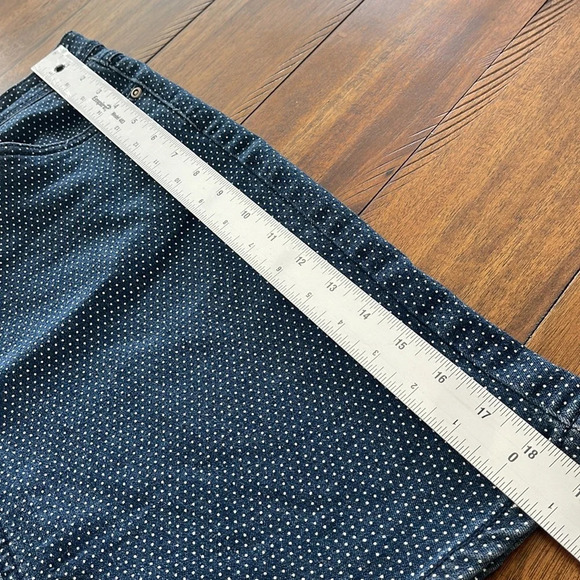 Earl Jean mini Skirt Womens 8 Navy Blue Polka Dot A Line Front Zip light stretch - Picture 5 of 12